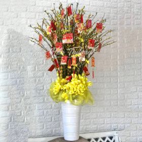 BÌNH HOA NỤ TẦM XUÂN CHÚC MỪNG -  PHÁT TÀI - HT-0077