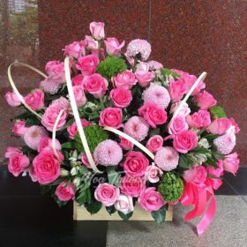GIỎ HOA CHÚC MỪNG - MÙA HỒNG - HT-0107