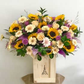 LẴNG HOA HƯỚNG DƯƠNG & ĐỒNG TIỀN CHÚC MỪNG - THÀNH CÔNG - HT-0120