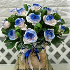 GIỎ HOA HỒNG XANH CHÚC MỪNG - HY VỌNG - HT-0134