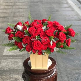 GIỎ HOA ĐỒNG ĐỎ CHÚC MỪNG - RỰC RỠ - HT-0176